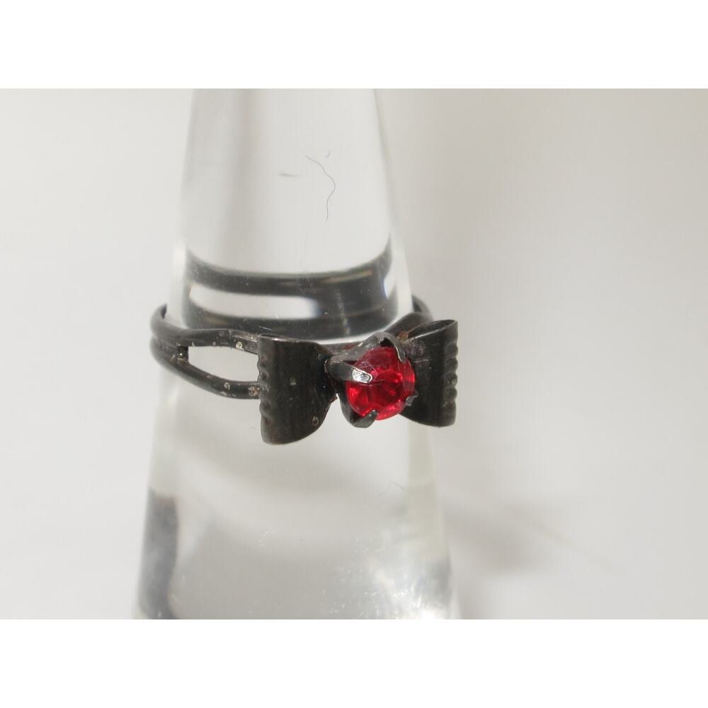 Small Adjustable Vintage Ring Red Stone Bow Shape Size 6 - Picture 6 of 11